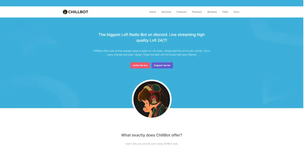 ChillBot Discord Bot Website Overview - Hubprix.com