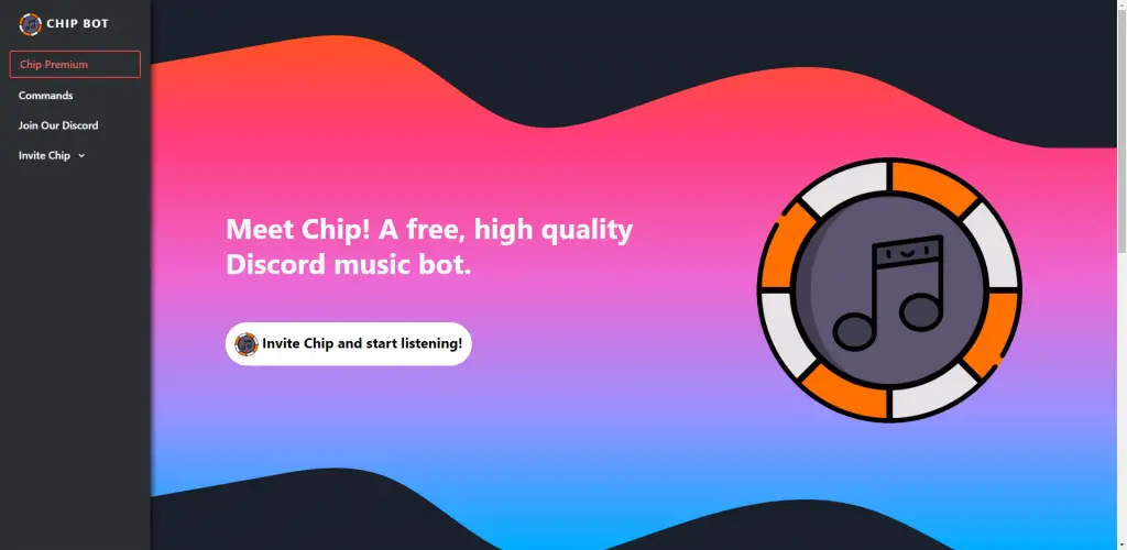 Chip Discord Music Bot Website Overview - Hubprix.com