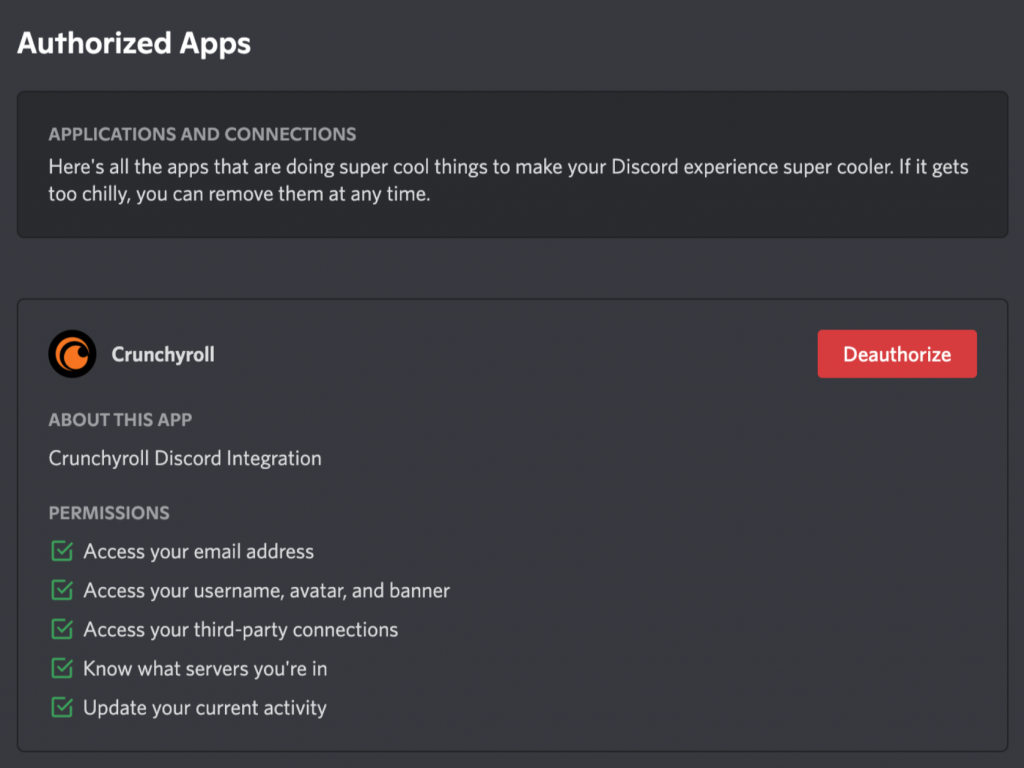 Discord Authorized Apps - Crunchyroll - Hubprix.com