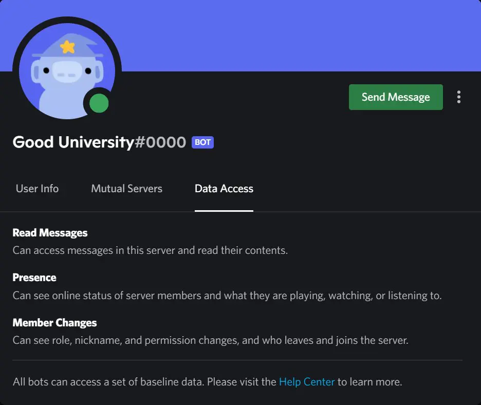 Discord Bot Data Access Information