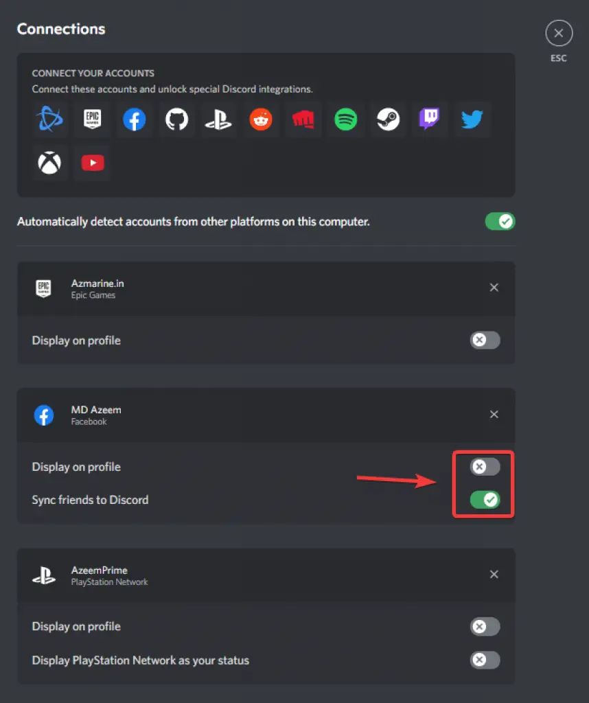 Discord - Display Connection Profile