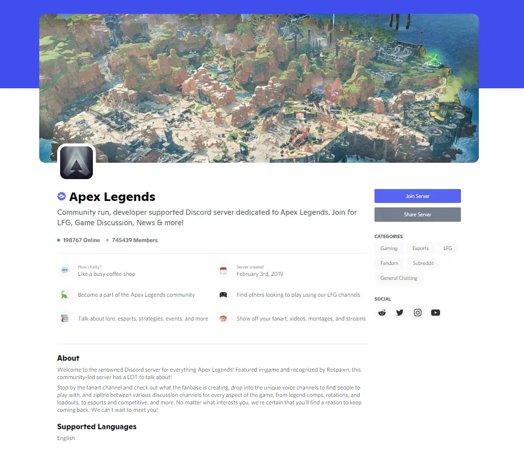 Discord Server Web Page Discovery Apex Legends Page - HubPrix.com