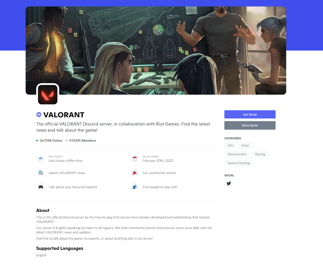 Discord Server Web Page Discovery Valorant Page - HubPrix.com