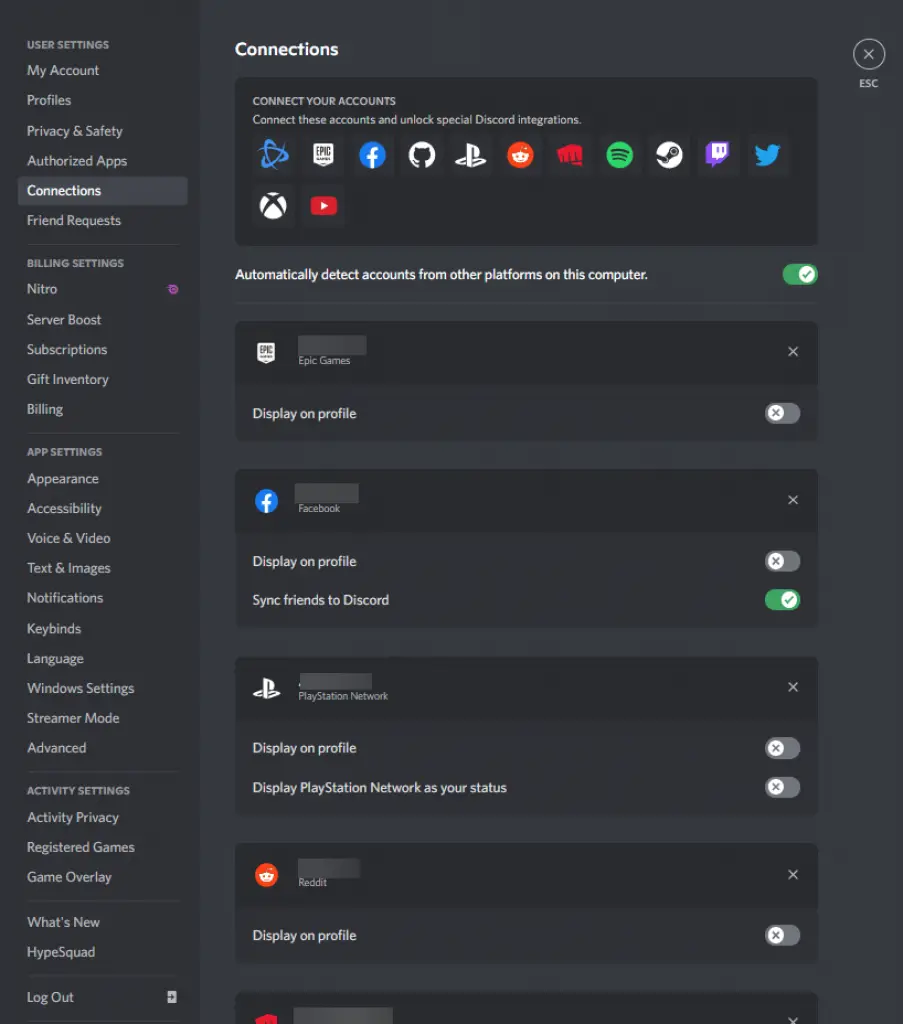 Discord - Social Connection List Overview - HubPrix.com