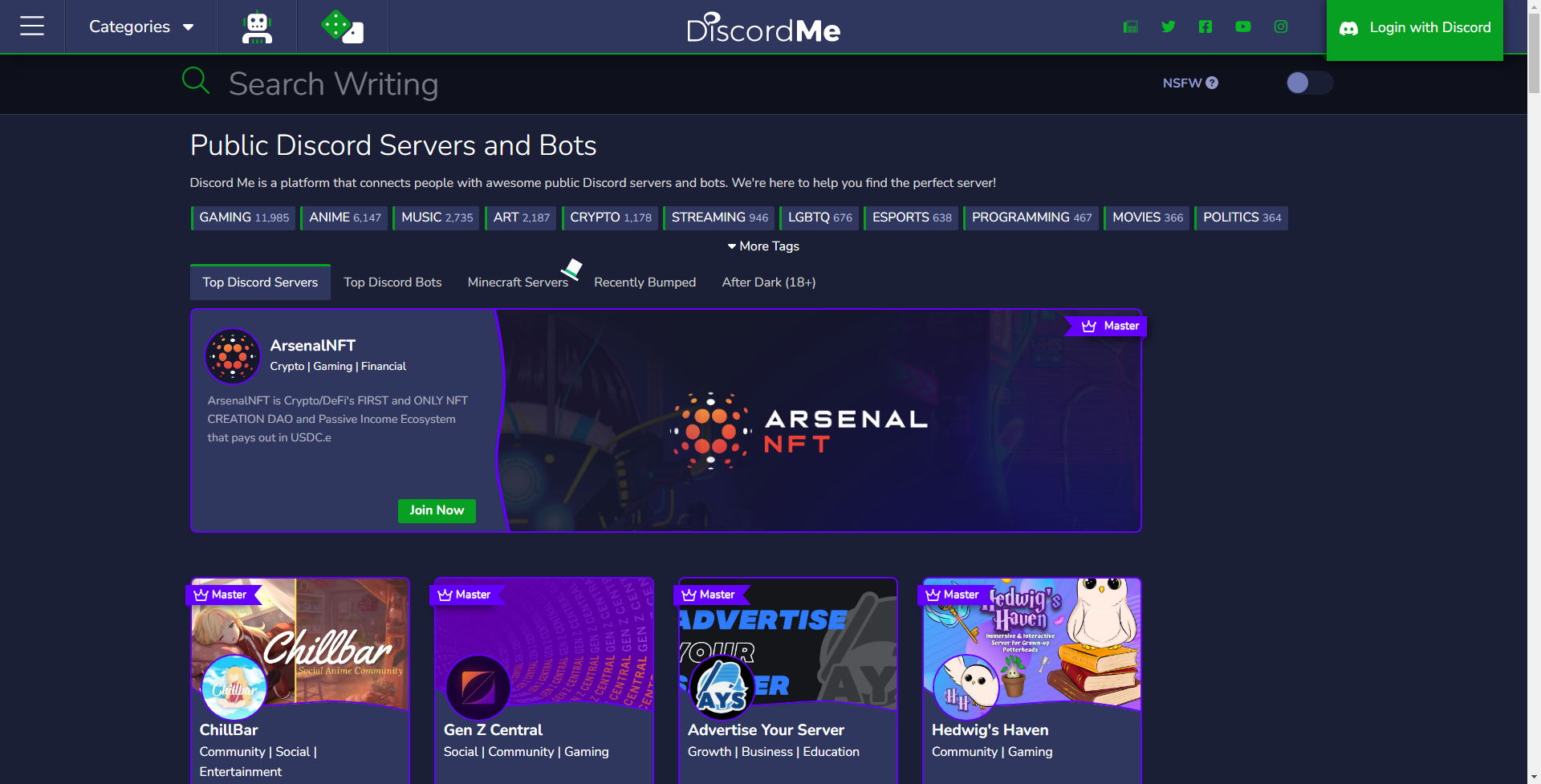 Discord.Me Homepage- HubPrix.com