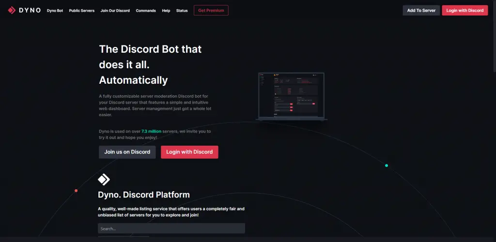Dyno Discord Bot Website Overview - HubPrix.com