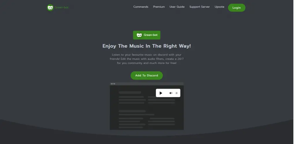Green Bot Discord Music Bot Website Overview - Hubprix.com
