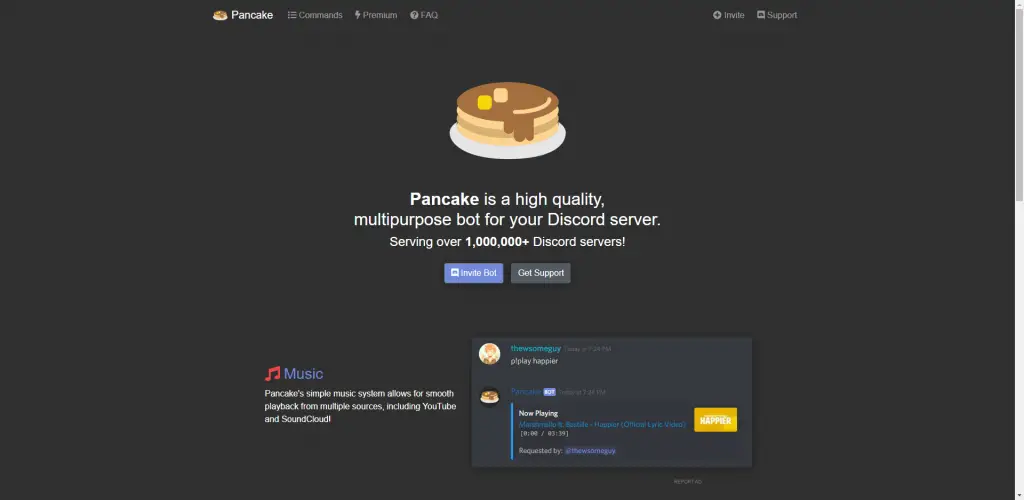 Pancake Discord Bot Website Review - HubPrix.com
