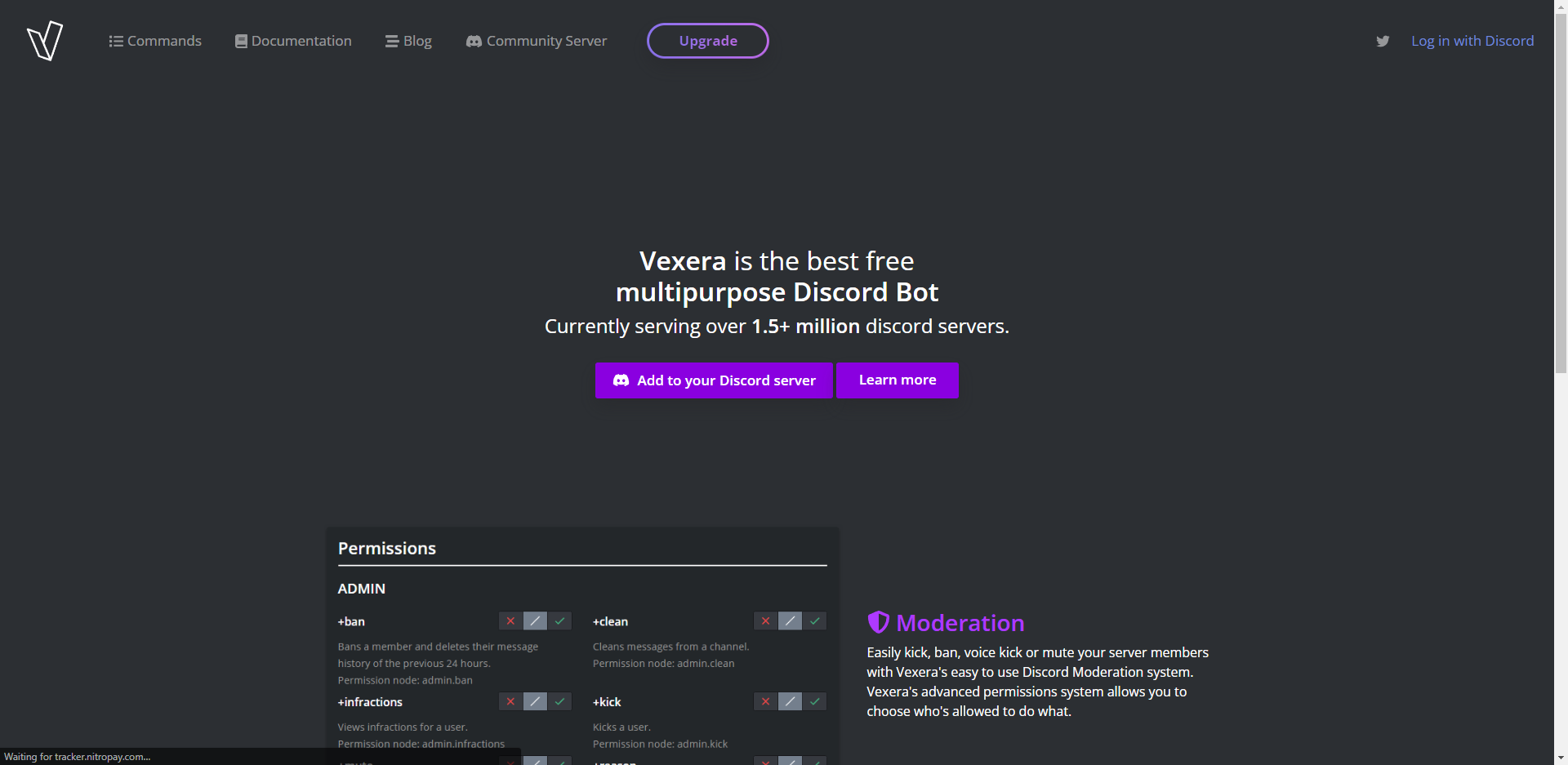 Vexera Discord Bot Website Overview - Hubprix.com