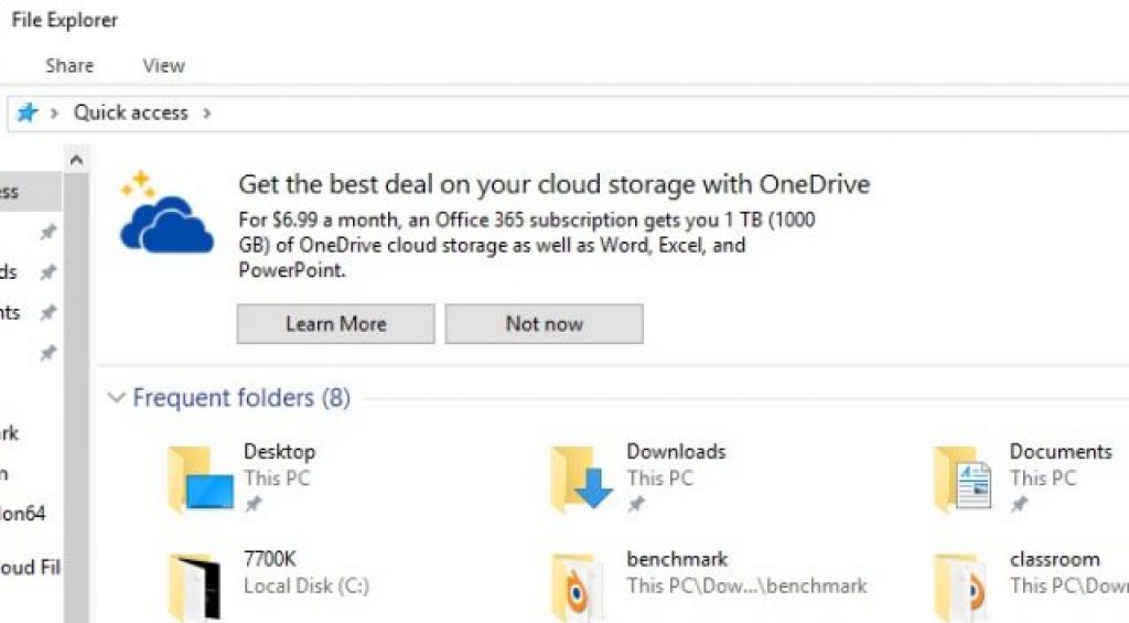 Windows 10 Advertising within Folder