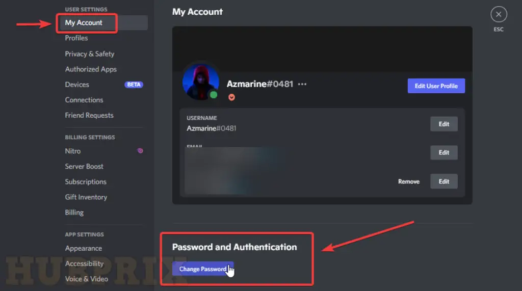 Discord Change Password From Authentication Area Setting