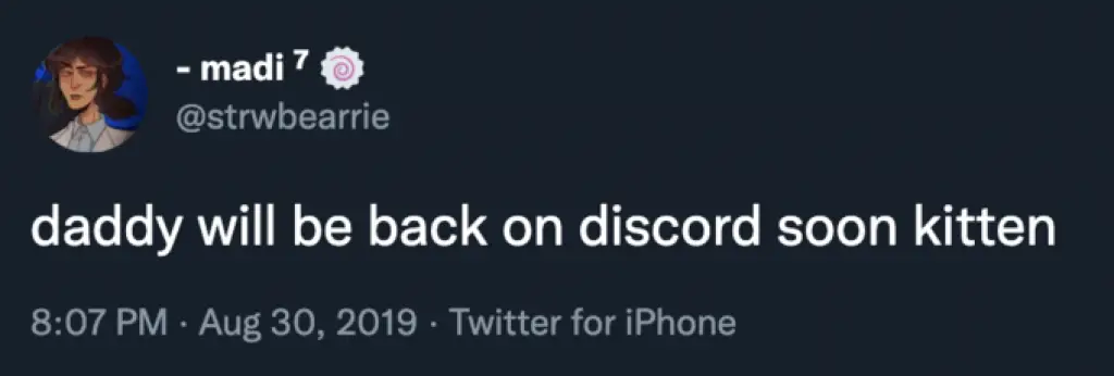 Discord Daddy Kitten Soon Twitter Tweet 2019 HubPrix