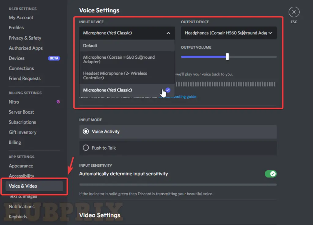 Discord Input Output Audio Devices Setting