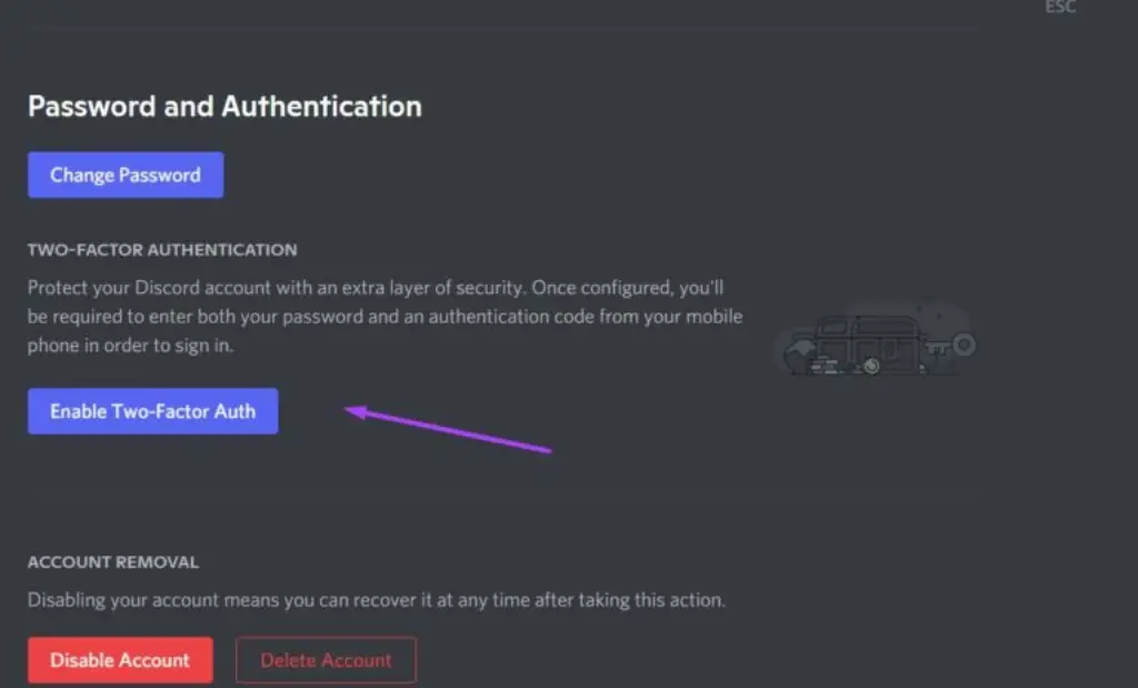 Discord Manage Enbale Two Factor AUTH