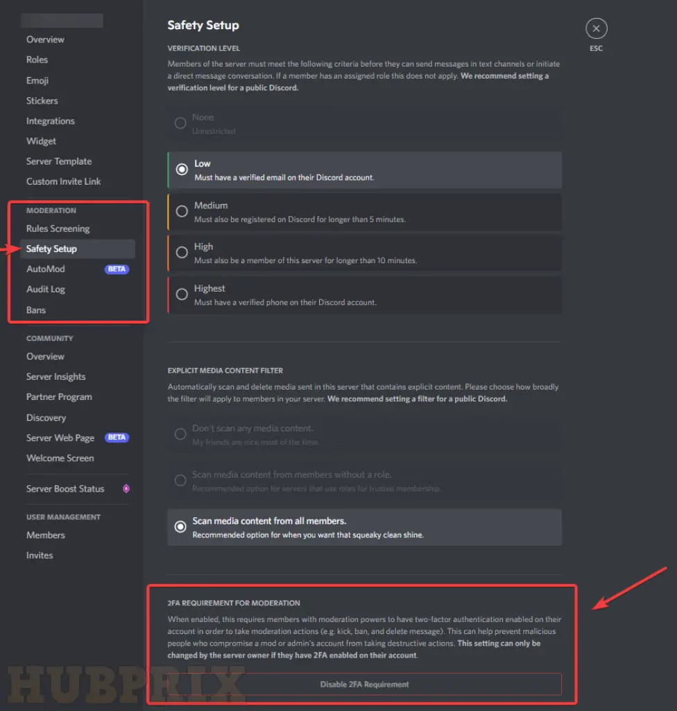 Discord Moderation Server 2FA Enable