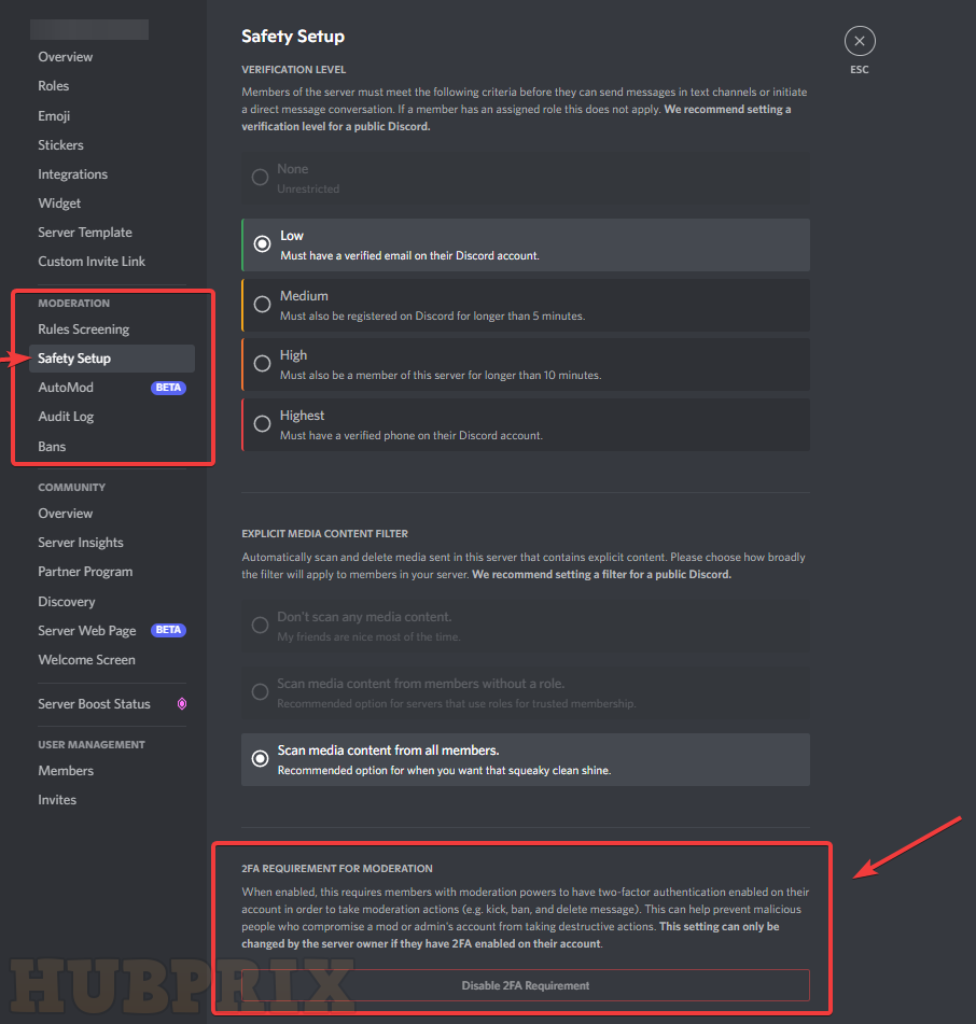Discord Moderation Server 2FA Enable