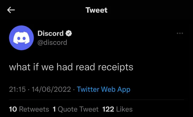 Discord Twitter What if we had read receipts