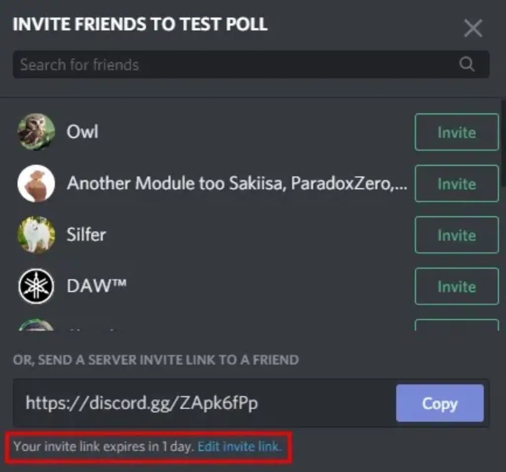 Discord invite links expire Testing Expire Polling HubPrix