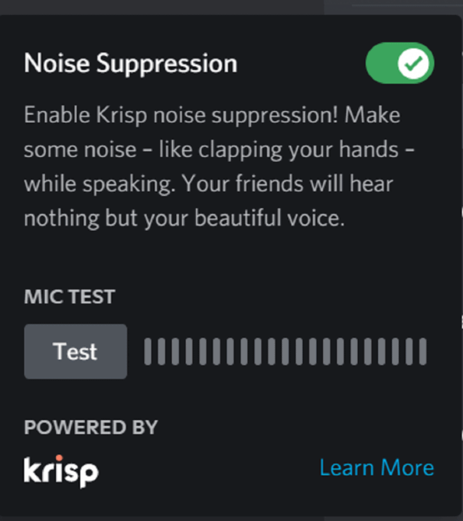 Enable Noise Suppression Discord Hub