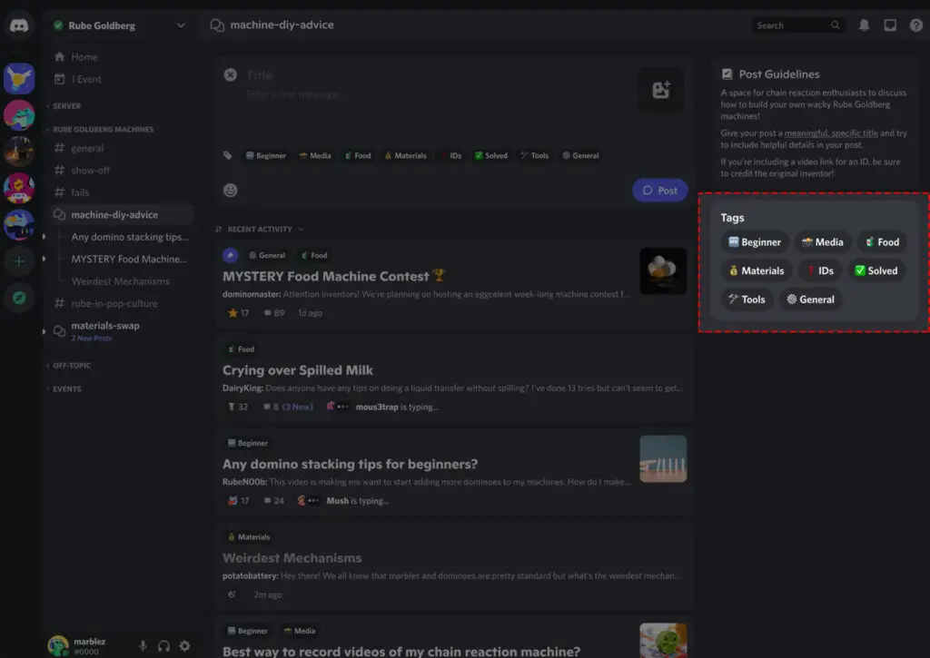 FILTERING POSTS WITH TAGS Discord Forum Channel