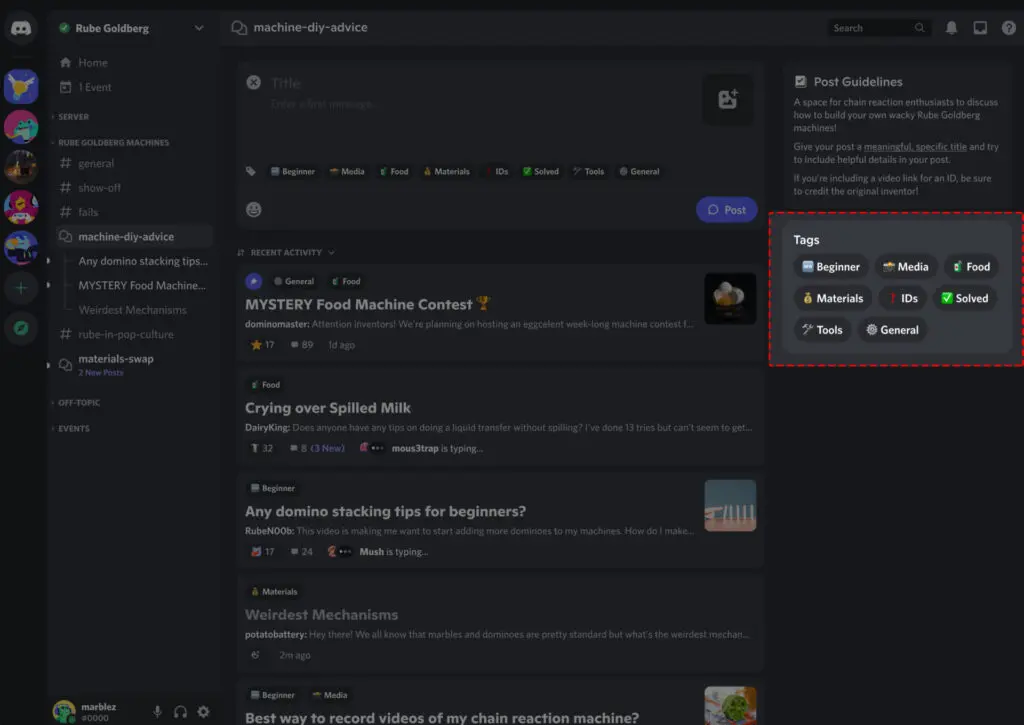 FILTERING POSTS WITH TAGS Discord Forum Channel