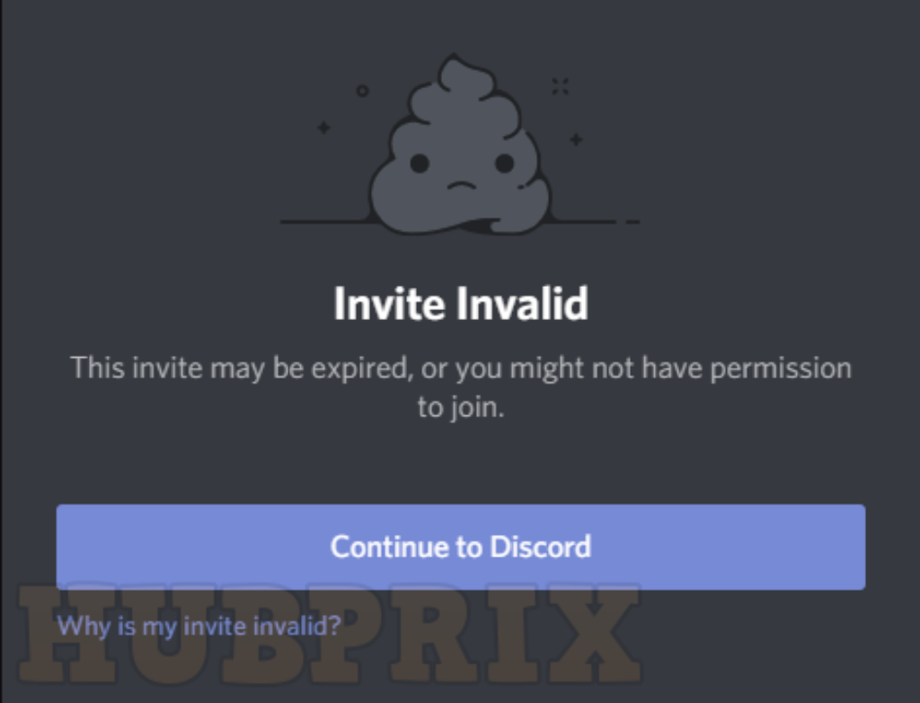 Reason Hubprix Discord Invalid Links Expired