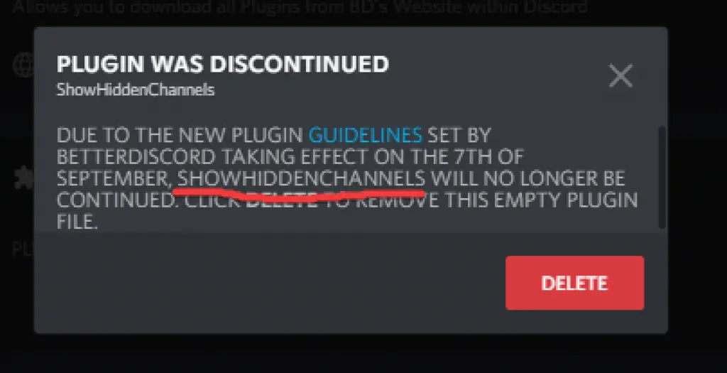 ShowHidden Channel Plugin Removed BetterDiscord