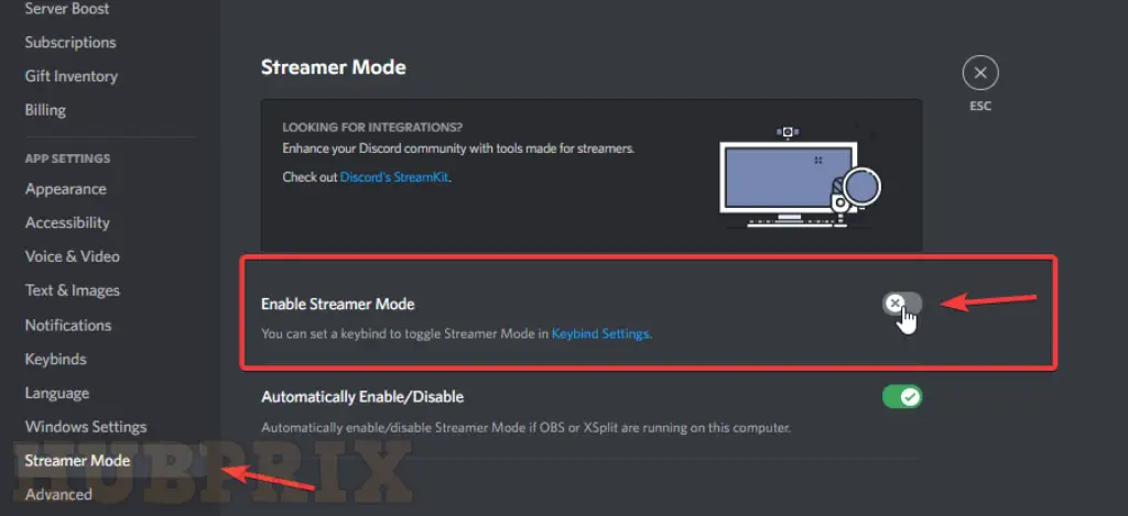 Streamer Mode Discord Enable Disable Feature