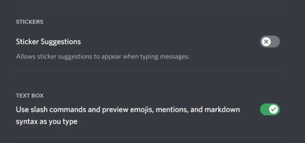 Turning of Stickers Discord Setting Data