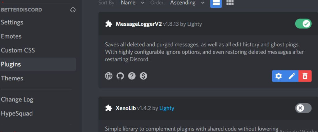 Turning off Plug ins Better Discord