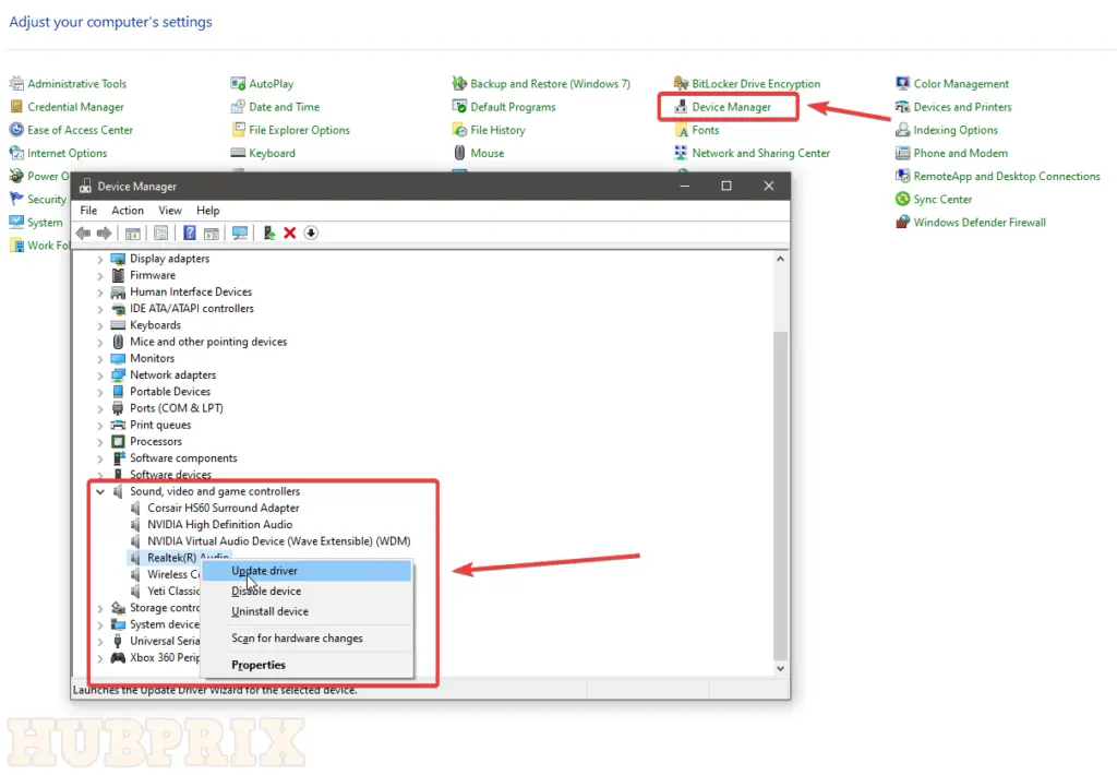 Update Sound Drivers Setting Control Panel