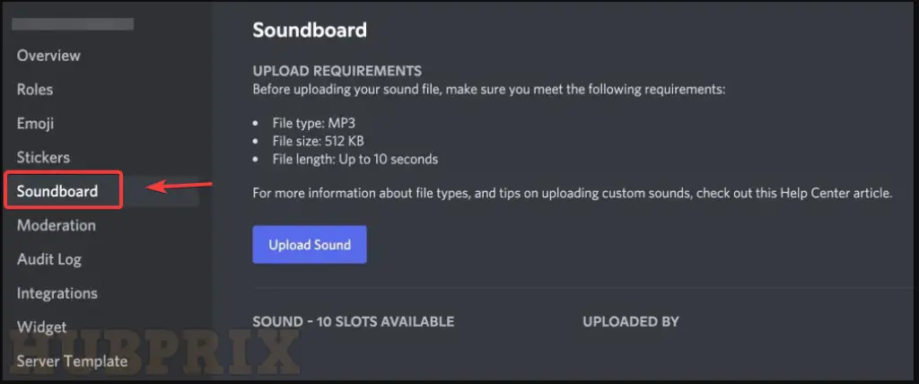 Upload Soundboard from Discord Setting