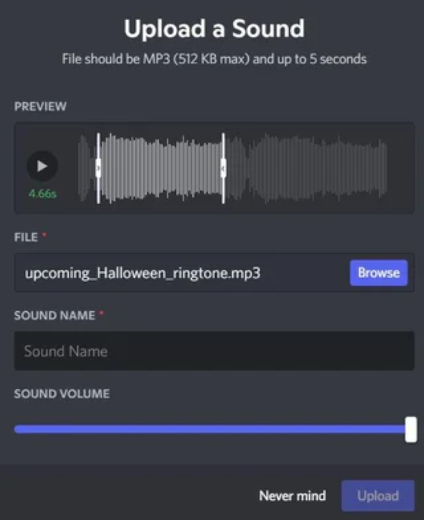 Upload Sounds on Discord Server Preview