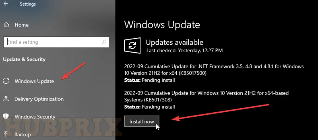 Windows update Overview HubPrix