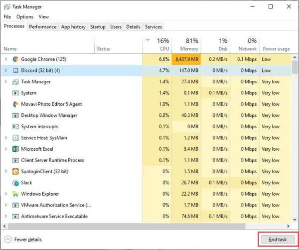 discord end task Task Manager HubPrix