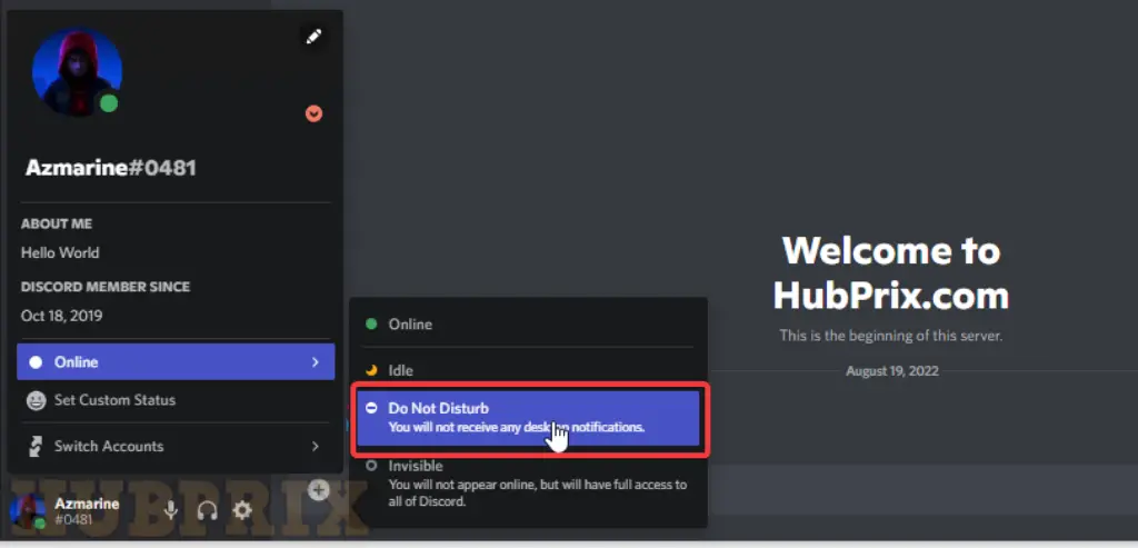 Change Avatar Status in Discord