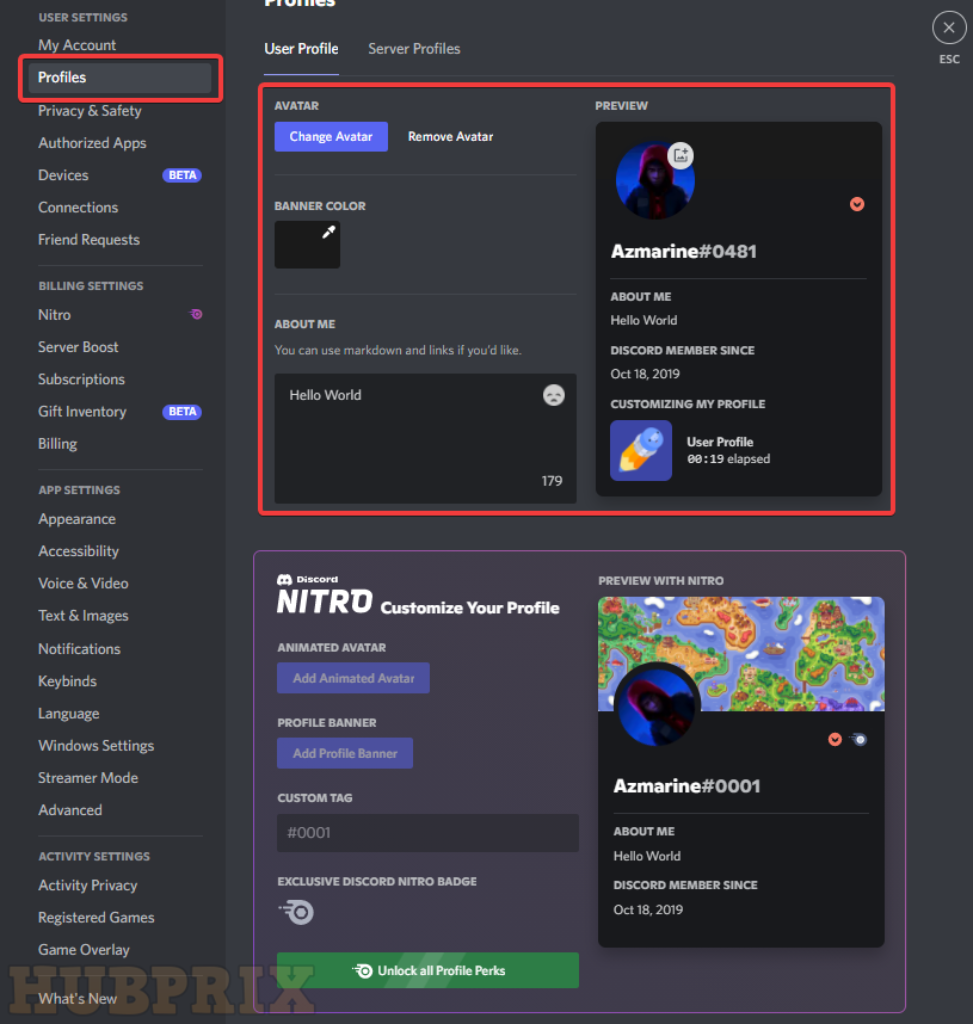 Change Profile theme on Discord