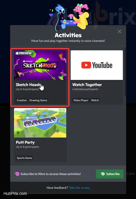 Discord Activities List Games