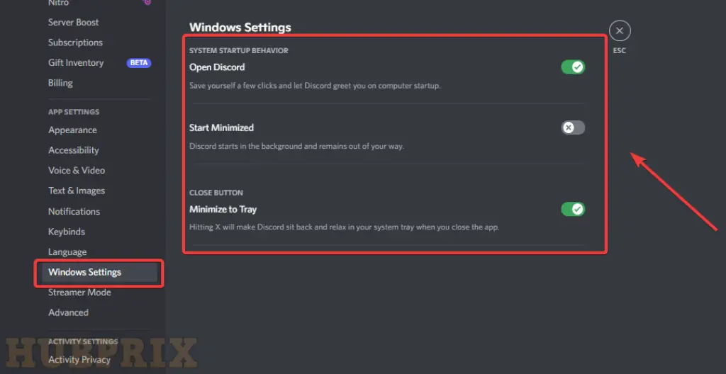 Discord Windows Setting Startup Behavior