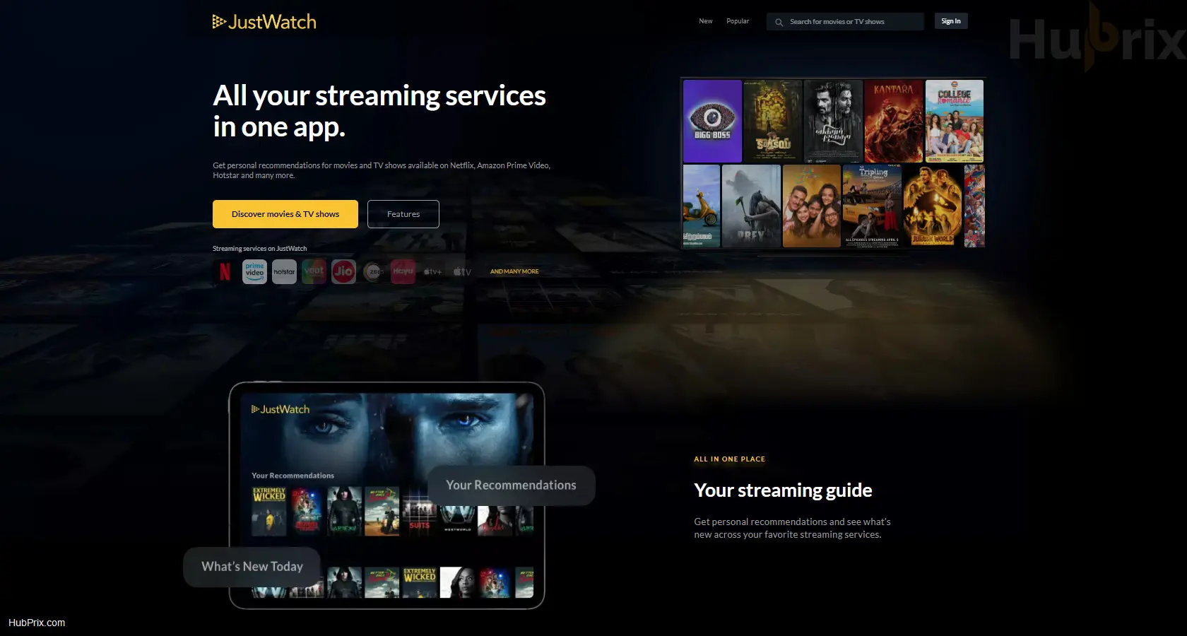 JustWatch HomePage Example
