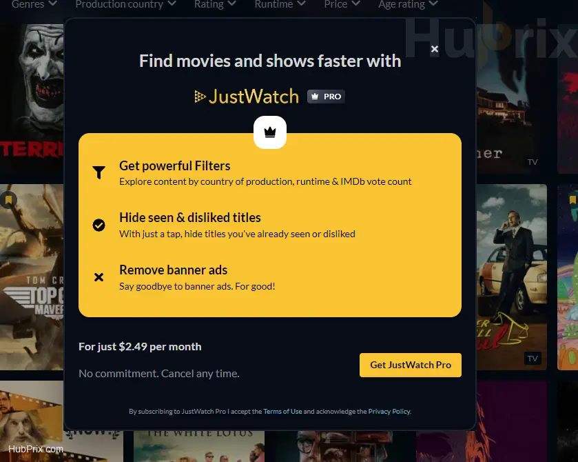 JustWatch Pro Features Membership