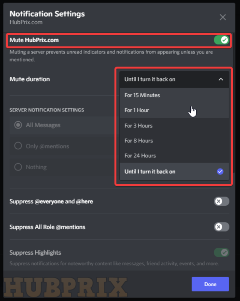 Mute Notifications in Server