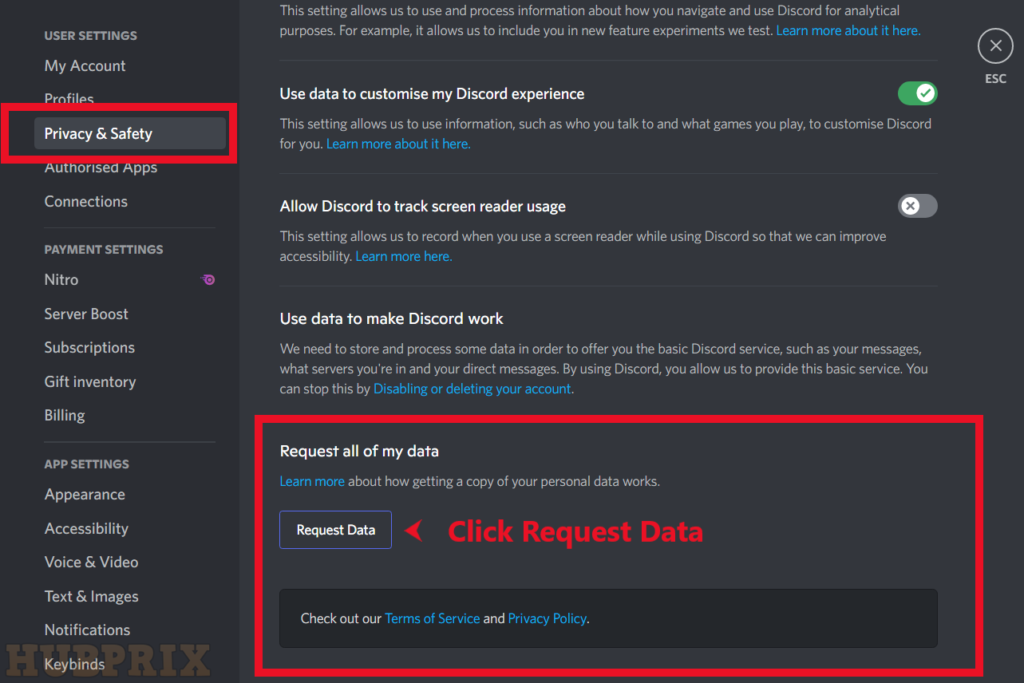 Request Data Discord Privacy Safety