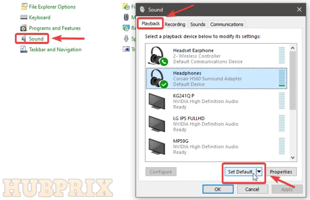 Sound Setting Enable Default Audio Windows