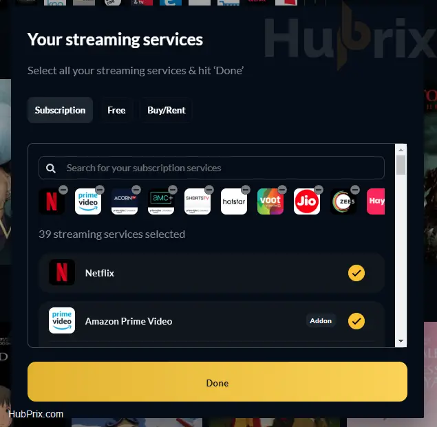 Streaming App Selection JustWatch