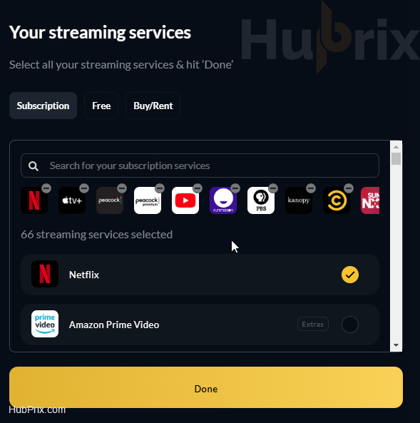 Streaming Apps Select JustWatch Options
