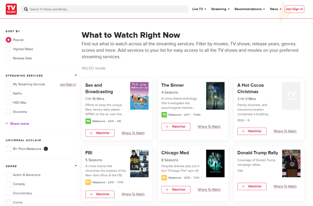 Tv Guide Streaming App Website Review