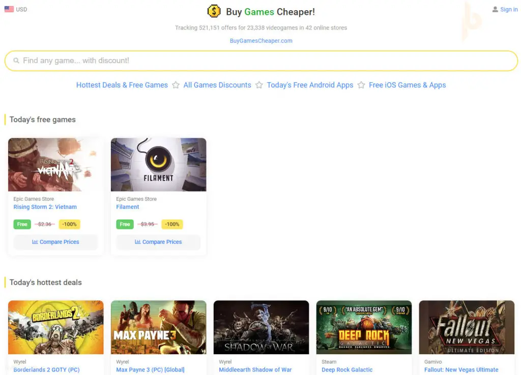 BuyGamesCheaper Website Overview