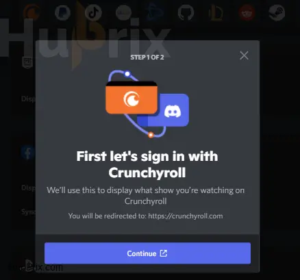 Discord Lets Sign in Crunchyroll Setting