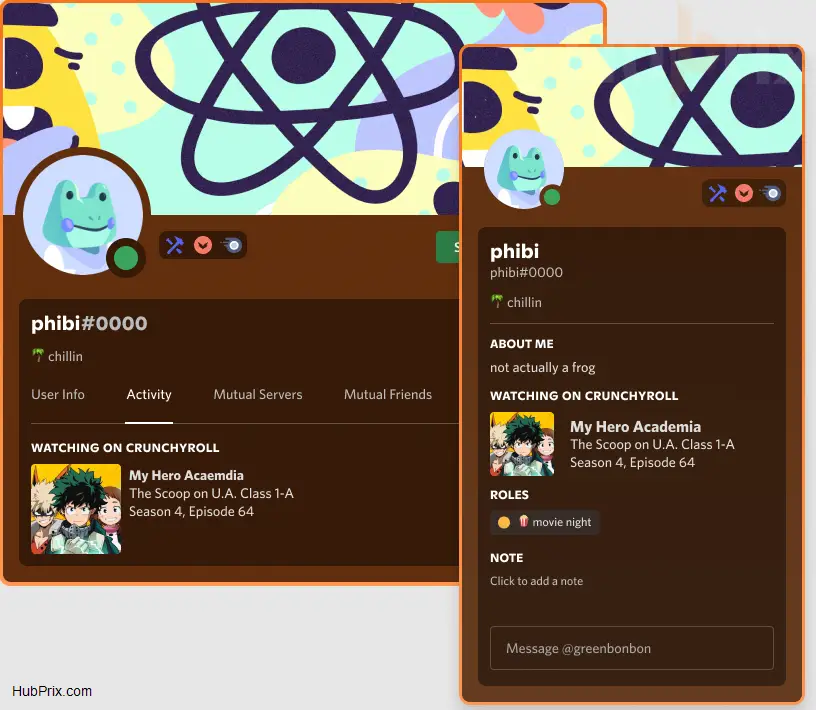 Discord MiniProfile Crunchyroll Preview